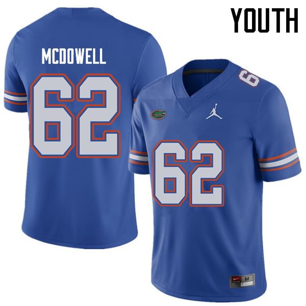 NCAA Florida Gators Griffin McDowell Youth #62 Jordan Brand Royal Stitched Authentic College Football Jersey TGR4564XI